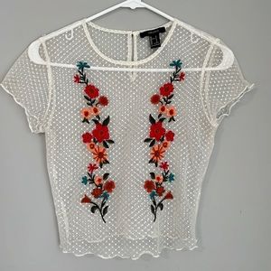 Mesh floral crop top